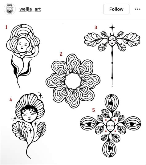 Four Different Types Of Flower Designs In Black And White With Numbers