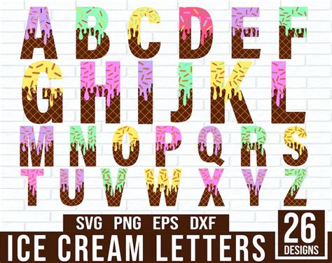 Ice Cream Letters SVG, Ice Cream Birthday Svg, A-Z Ice Cream SVG ...