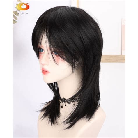 Jual Pria Rambut Wig Rambut Alami Datang Serigala Ekor Wig Pria Dan