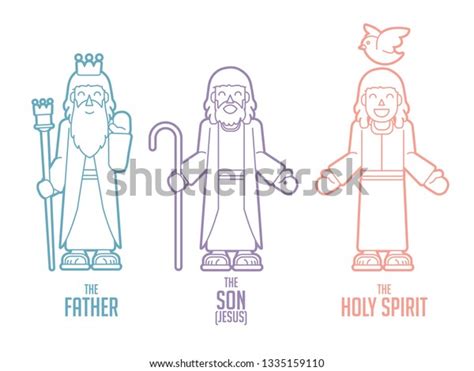 God Father Son Holy Spirit Cartoon Stock Vector Royalty Free 1335159110