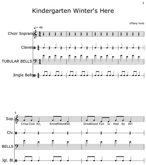 Kindergarten Winter S Here Sheet Music For Choir Tenor Claves Vibraphone Jingle Bells