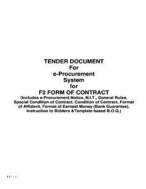 Fillable Online Tender Document For E Procurement System For F Form