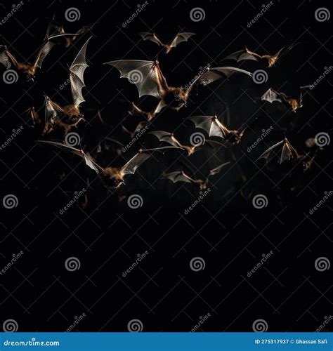A Group of Bats in a Dark Cave Stock Illustration - Illustration of