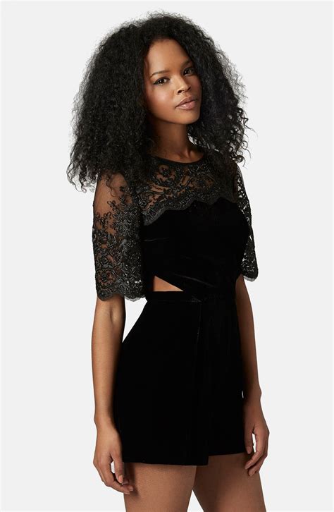 Topshop Velvet Lace Romper Nordstrom