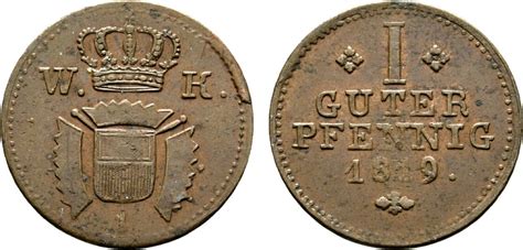 Schaumburg Hessen Cu Guter Pfennig Wilhelm I Von Hessen Kassel