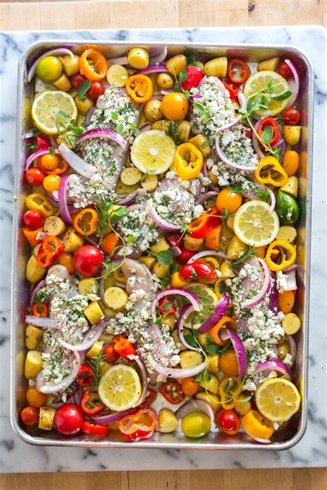 Herby Feta Lemon Chicken And Veggie Sheet Pan Dinner Baking The Goods