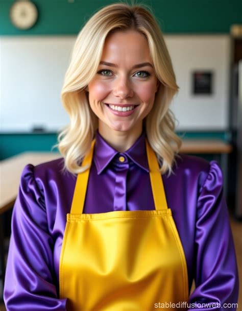 Blonde Woman In Satin Classroom Stable Diffusion Online