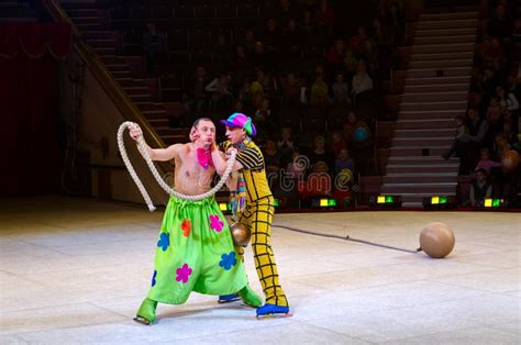 Performance Of Clown Group Of Moscow Circus On Ice On Tours Editorial