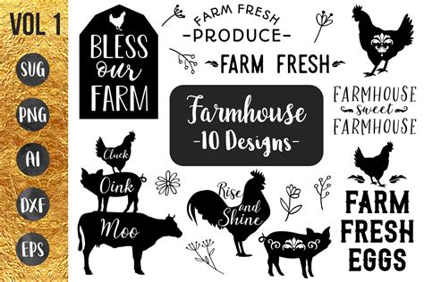 FARMHOUSE BUNDLE 10 Designs Svg Files Cricut Silhouette 231964