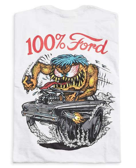 Men S Ed Big Daddy Roth Rat Fink Ford Hot Rod White Cotton T Shirt