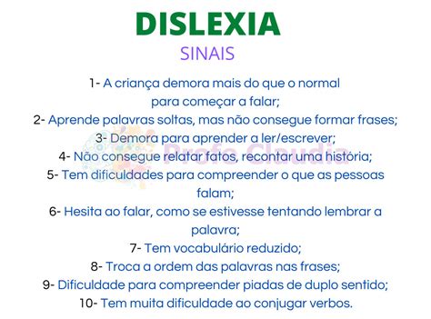 DISLEXIA SINAIS Profe Claudia Koch Neuropsicopedagogia