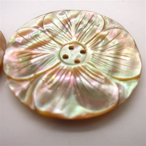 2 Rare Large Vintage Carved Mother Of Pearl Shell Flower Etsy UK