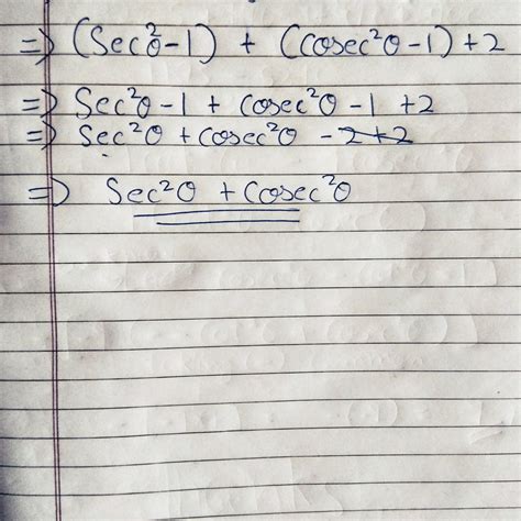 Tan Squared Theta Cot Squared Theta 2 Is Equal To Sec Square Theta