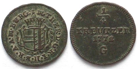 Haus Habsburg Austria BURGAU 1 4 Kreuzer 1772 G MARIA THERESA Copper XF