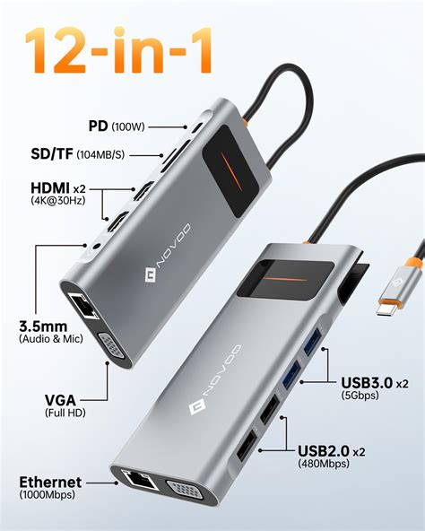 Novoo Usb C Docking Station Dual Monitor Hdmi For Dell Hp Laptop Type