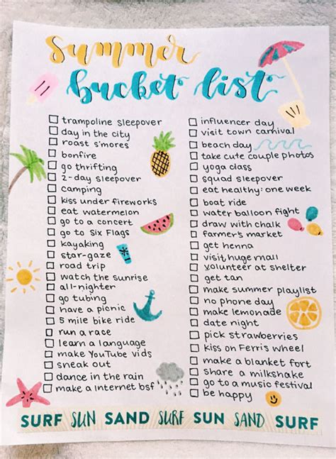 Summer Bucket List Ideas 2025 Merle Kattie