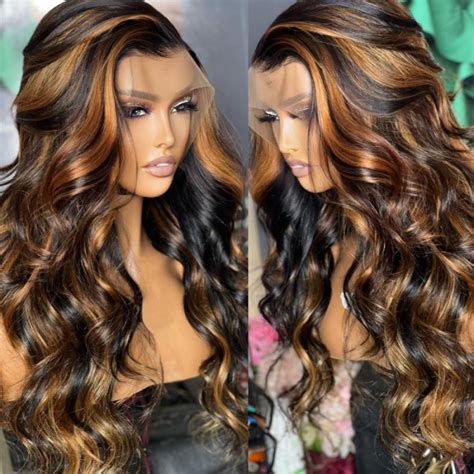 Nadula Middle Part Body Wave Human Hair Wigs Brown Color Lace Wigs With