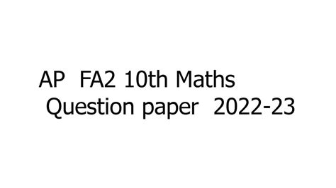 Ap 10th Class Fa 2 Real Question Paper 2022 23 10th Class FA 2