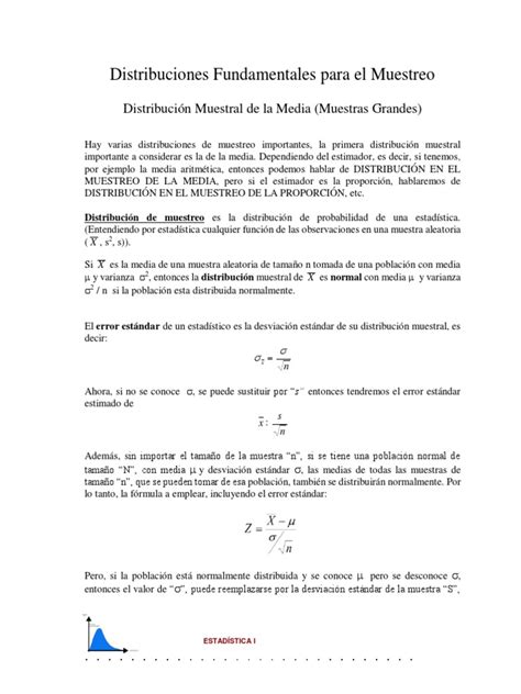 Distribuciones Fundamentales Para El Muestreo Download Free Pdf Media Muestreo Estadísticas