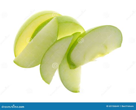 Green Apple Slices On White Background Top View Stock Photo Image Of