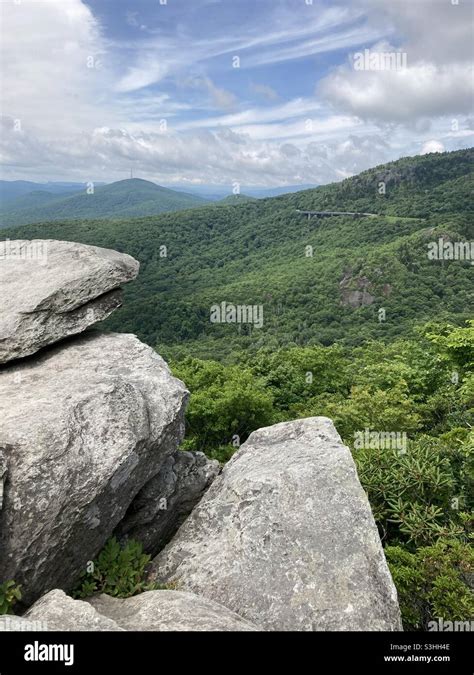 View Of Blue Ridge Parkway And Linn Cove Viaduct From The Rough Ridge