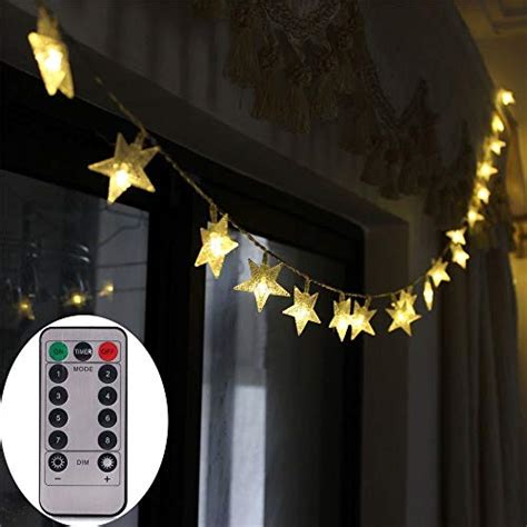 Echosari Remote Timer Battery Operated Christmas Star LED String