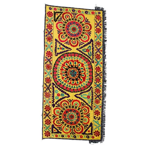 Central Asian Suzani Textile Embroidered Cotton And Silk Bed Cover