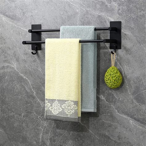 Bathroom Lavatory Towel Rack With 2 Hooks 2 Tier Bathroom Organizer