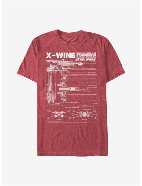 Star Wars X Wing Schematics T Shirt Red Hot Topic