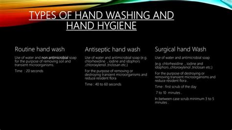 Types Of Handwashing And Techniques Surgical Scrub Ppt