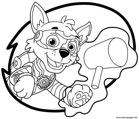 Mighty Pups Rocky Coloring Page Printable