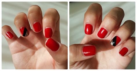 Laugh Love Live Dance: Red/Black/Gold Nails