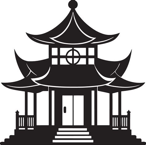 japanese traditional house illustration black and white 46793712 Vector ...