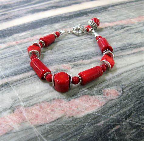 Natural Red Coral Bracelet Wrist Size 17 5 Cm 7 Inches Coral Etsy UK