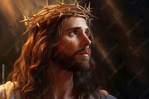 Jesus Christ Wearing Crown Of Thorns Passion And Resurection Easter