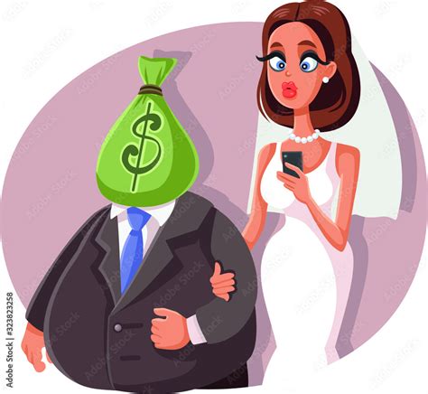 Gold Digger Marrying Sugar Daddy Vector Cartoon Stock Vector Adobe Stock