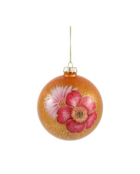 Pink Burgundy Gold Glass Bauble W Velvet Flower Hanging Christmas Decoration Prime Floral