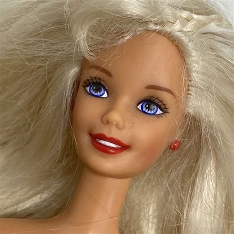 Mattel Toys Mattel Barbie Doll Blonde Hair Blue Eyes Nude Braid Red Earrings Lips Poshmark