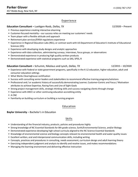 Education Consultant Resume Samples Velvet Jobs