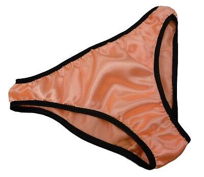 Orange Shiny Satin Panties Low Rise Bikini Briefs Plain Simple Made