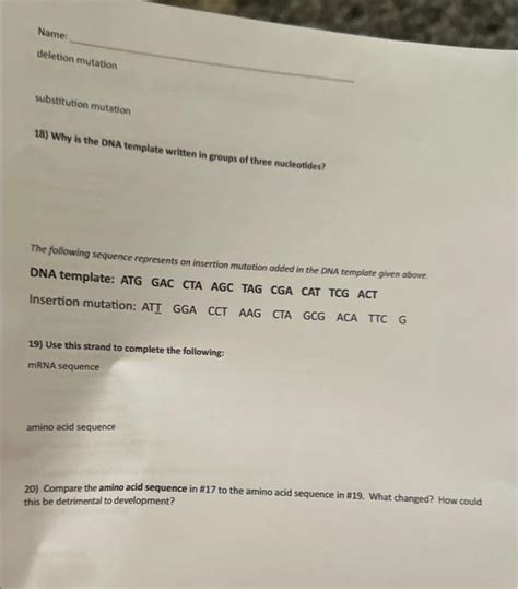 Solved DNA, RNA, and Mutations PART 1: The Basics In the | Chegg.com 