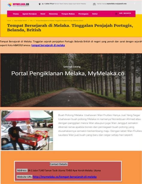 Tempat bersejarah di melaka