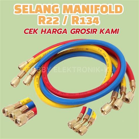 Jual SELANG MANIFOLD ISI FREON R22 R134 1 SET 3 SELANG PANJANG