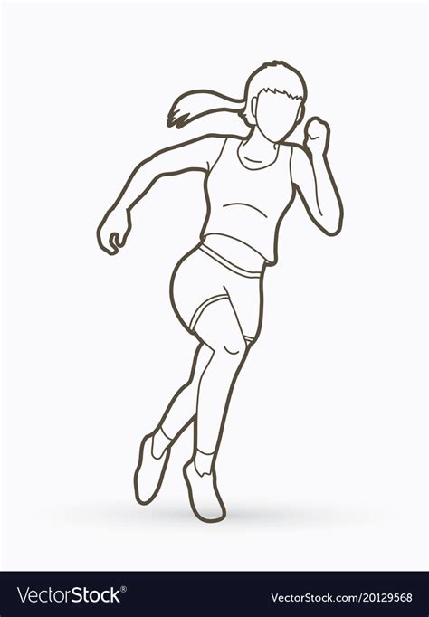 Athlete runner a woman running outline Royalty Free Vector