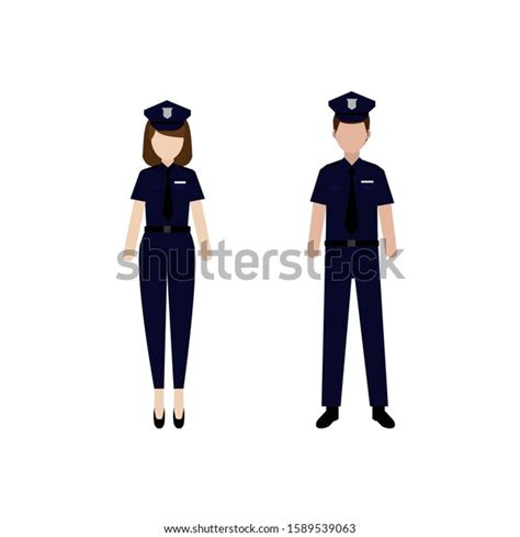 Professional Illustration Two Police Officers Tasked เวกเตอร์สต็อก