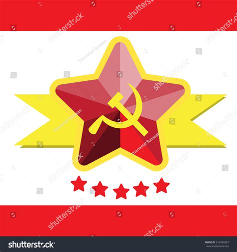 Russian Communist Flags Hammer Sickle Vector เวกเตอรสตอก ปลอดคา