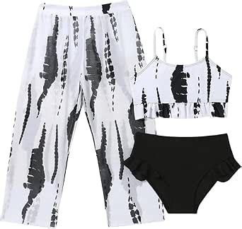Amazon Verdusa Girl S Piece Swimsuits Tie Dye Ruffle Holiday Bikini Set With Cover Ups