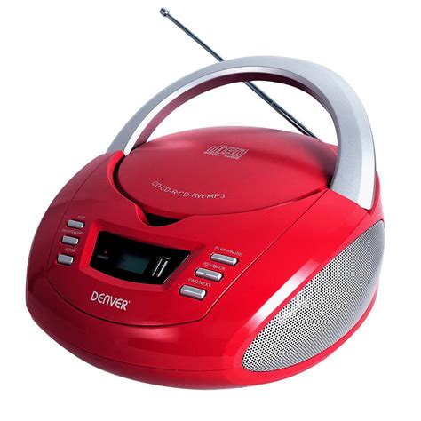 Lecteur Cd Denver Tcu Red Boombox Portable Radio Fm Haut