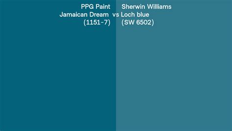 PPG Paint Jamaican Dream 1151 7 Vs Sherwin Williams Loch Blue SW