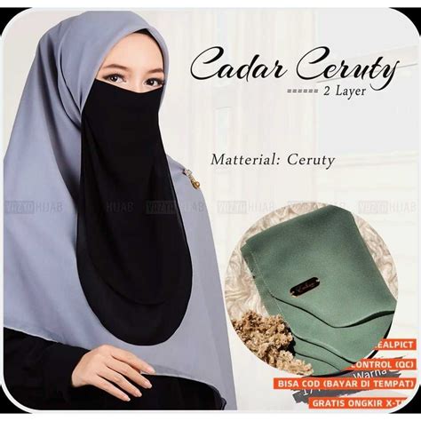 Jual Cadar Tali Layer Ceruty Babydoll Niqab Tanpa Jahitan Bawah Mata